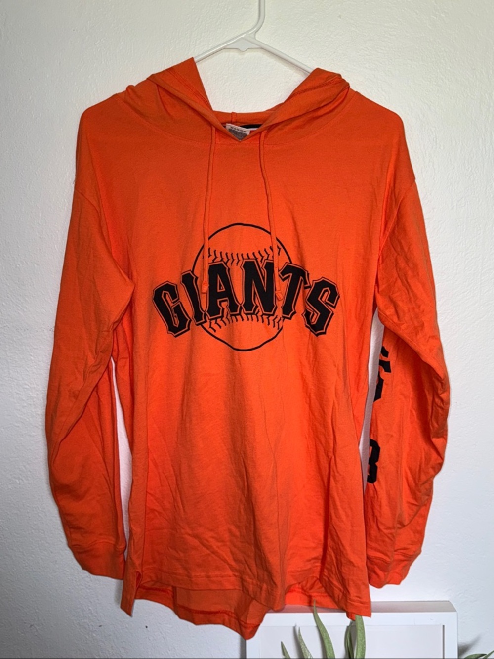 PINK Victoria's Secret Orange Giants Hooded Long Sleeve Tee